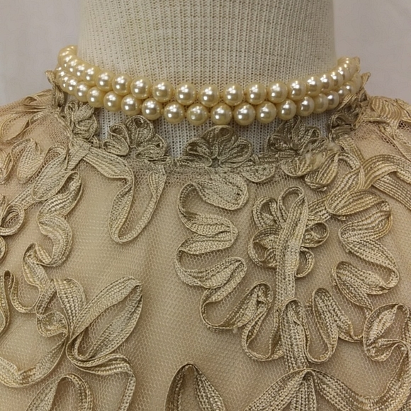 Sharon Batten Top With Ribbon and Netting in Taupe, Size 8 - Picture 6 of 9